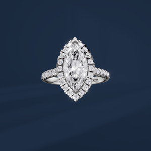 Anillo de compromiso de platino para mujer con diamante de corte marquise de 2 quilates, estilo clásico con halo y diamantes laterales, certificado por GIA - Product Image 2