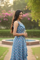 Robe Midi Bohème Premium en Coton pour Femme, Imprimé Floral Léopard, Bretelles Ajustables, Liens Latéraux, Taille Naturelle, Écologique et Respirante