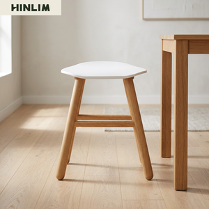 Modern Solid Wood <b>Stool</b> & Ottoman White Ergonomic <b>Seat</b> Tapered Legs Durable Portable for Bedroom Living Room Home Dining Use - Product Image 2