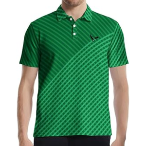 Camisa Deportiva Casual de Golf de Manga Corta para Hombre, Tejido Geométrico Verde 100% Poliéster de Secado Rápido - Product Image 4
