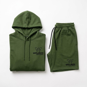 Conjunto de Sudadera con Capucha y Pantalones Cortos Deportivos para Hombre y Mujer, Transpirable, Ecológico, de Forro Polar, Ropa Deportiva de Invierno para Entrenamiento, Running y Deportes - Product Image 1