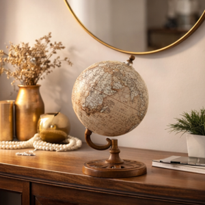 Globe terrestre éducatif de bureau avec cadre en bois, fer et plastique |   Globe décoratif pour bureau, table d'étude et décoration intérieure - Product Image 3