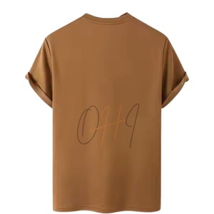Men's Brown Short Sleeve O-Neck Cotton T-Shirt with <b>Back</b> Letter Print Oversized Casual Breathable <b>Tie</b>-Dye Jersey Style - Product Image 1