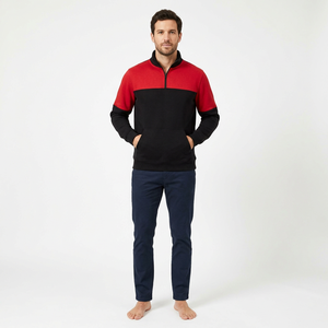 Sudadera con media cremallera al por mayor de fábrica, de algodón polar y algodón lavado - Product Image 4
