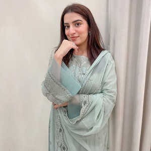 Heavy Faux Georgette Conjunto de traje de fiesta para mujer con parte superior inferior y Dupatta-Elegante y elegante - Product Image 5