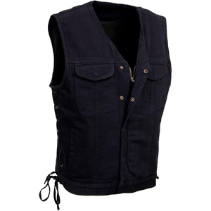 Gilet de club en cuir respirant Samroz Sports pour homme, modèle 'Brute', col en V, avec lacets latéraux et fermeture éclair dissimulée, couleur personnalisable, idéal pour l'hiver - Product Image 1