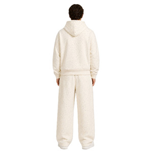 Neutral Tone Rhinestone Hoodies Jogger Sets Oversized Winter Streetwear Fleece Tracksuit OEM ODM Manufacturer - Product Image 2