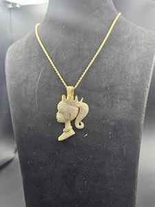 Pendentif visage de reine en moissanite taille ronde sertie de pierres, plaqué or, avec breloque en argent 925, bijoux fins, pendentifs et breloques - Product Image 5