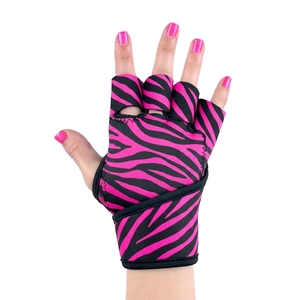 STALWART IMPEX Gants de soutien du poignet sans doigts en néoprène noir et rose alvéolé, fermeture auto-agrippante, respirants, antidérapants, professionnels - Product Image 5