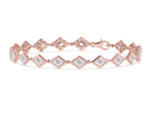 Magnifique bracelet tennis en or rose 9 carats avec diamants de laboratoire en forme de losange de 6,12 carats et sertissage clos - Product Image 2