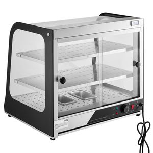 Scaldavivande Commerciale a 2 Livelli 850W con Vetro Temperato, Riscaldamento a Vapore, Controllo Manuale della Temperatura 86-185°F - Product Image 1
