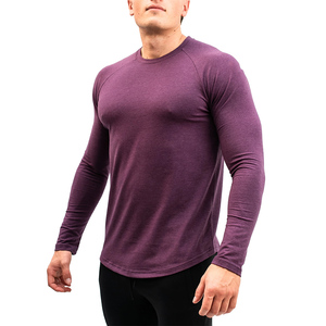 <b>Men's</b> Casual Gym Workout Long-sleeved T-<b>Shirt</b> Relaxed Fit Solid Color Customized Streetwear Sports Fitness T-<b>Shirts</b> - Product Image 4