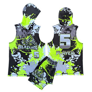 Ensemble uniforme sportif 7v7 camouflage vert néon, maillot par sublimation, short, sweat à capuche, sac à dos et casquette de scrum - Équipement d'équipe personnalisé - Product Image 1