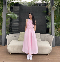 Robe sans manches en lin mélangé OEM ODM, ne se décolore pas, ne rétrécit pas, bonne qualité, provenant d'un fabricant vietnamien, prête à être expédiée