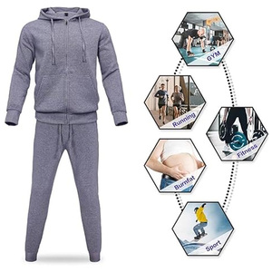 Ensemble de survêtement unisexe d'hiver doublé polaire en coton confortable et sportif, avec sweat à capuche zippé et pantalon de jogging avec poches, idéal pour le jogging et la détente - Product Image 3