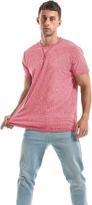 Camiseta de Manga Larga para Hombre, Color Rosa Sólido, Cuello Redondo, Estilo Holgado, Tejido de Punto, 100% Algodón, Diseño en Blanco para Impresión Digital - Product Image 2