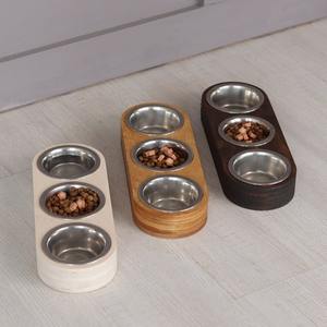 Comedero Elevado para Mascotas de Acero Inoxidable con Soporte de Madera, Juego de Comederos para Perros/Gatos al por Mayor - Product Image 1