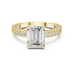 Anillo de Oro Sólido de 10K, 14K, 18K con Diamante Cultivado en Laboratorio de Corte Esmeralda de 2 Quilates, Anillos de Compromiso, Boda y Aniversario - Product Image 1