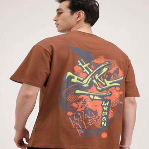 Camiseta de Manga Corta Marrón para Hombre Moglies, Diseño Personalizado, Cuello Redondo, Corte Regular, Informal, 100% Algodón Jersey, Transpirable, de Secado Rápido - Product Image 3