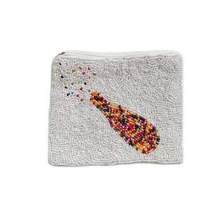 Statement Jewelry Elegant Unique Handmade <b>Square</b> Shape Glass Beads Embroidery Coin Pouch Premium Stylish Exclusive Look India - Product Image 2