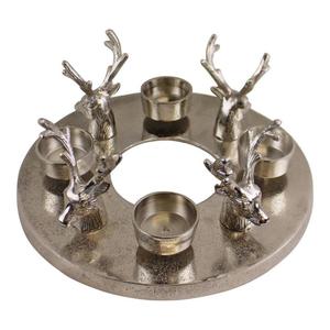 Juego de Portavelas con Cabeza de Ciervo Navideño, Decoración Circular de Aleación de Zinc para Mesa, Adorno Decorativo para Fiestas Navideñas - Product Image 1