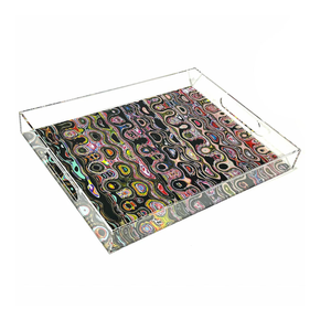 Printed Acrylic Serving Storage Tray With Metal Handles For Serving Beverages Snack Breakfast Organizer Platter For <b>Coffee</b> <b>Table</b> - Product Image 4