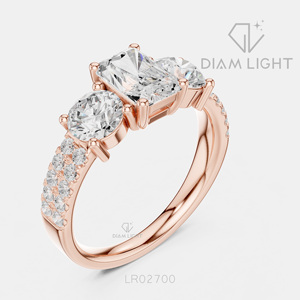 1.04CT Emerald Cut Lab Grown Diamond 14KT White Gold Engagement Ring Side <b>Stone</b> Bridal Ring IGI Certified Fine Jewelry Women - Product Image 4