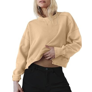 Sweat-shirt pour femme en coton délavé, col rond, coupe ample, respirant, pour l'automne et l'hiver, produit très vendu - Product Image 2