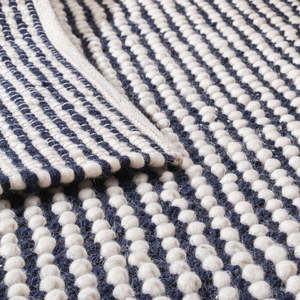 Blue <b>White</b> Geometric Handmade Modern Cushioned Wool Area <b>Rug</b> Woven Braided Latex Backing Rectangle Indoor Home Decor - Product Image 4