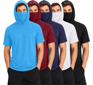 Haut de pêche à capuche noir pour homme 2026 à manches courtes avec masque facial coupe-vent, séchage rapide, pull-over OEM ODM - Product Image 6