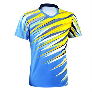 Vêtements de sport pour hommes sur mesure, grande taille, manches courtes, pour la course à pied, t-shirt respirant à séchage rapide, jersey de badminton en polyester - Product Image 6
