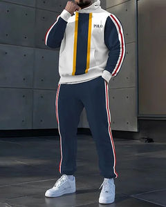 Ensemble de survêtement RICSA INTERNATIONAL pour homme, imprimé Paris bleu, col montant, 180g polyester, transfert thermique, vêtements d'e-sport - Product Image 1