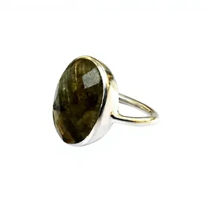 Bague en Labradorite à facettes, lunette en pierre précieuse, bijoux en argent Sterling 925, bagues de réglage de lunette en pierre de lune pour femmes - Product Image 2