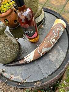Corne à boire médiévale nordique viking avec support et étui en cuir, corne à boire authentique, corne à boire de qualité supérieure pour bière et vin - Product Image 5