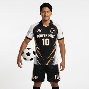 Maillots de football respirants et anti-transpiration à séchage rapide 100 % polyester pour adultes – Ensemble uniforme de compétition personnalisable avec nom d'équipe - Product Image 5
