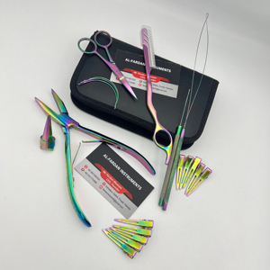 Kit de Herramientas para Extensiones de Cabello AL-FARDAN Instruments, Multicolor Arcoíris, Acero Inoxidable de Grado Quirúrgico, Gancho de Bucle, Aguja, Alicates, Cuchilla - Product Image 1