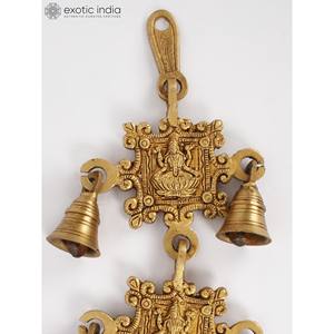 Campanas colgantes de pared hechas a mano de 22 pulgadas diosa de latón Lakshmi hechas en India - Product Image 3