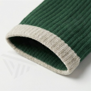 Green Crew <b>Socks</b> Solid Color Ribbed Knitted Breathable Casual Wear for Adults - Product Image 4