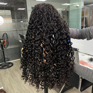 Perruque en cheveux humains vierges vietnamiens naturels bouclés transparents en dentelle de haute qualité Super double trame Couleur noire naturelle - Product Image 2