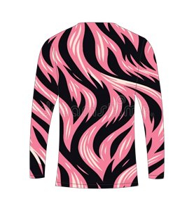 T-shirt à manches longues pour homme, impression sublimée rose et noire à motif vague abstraite, pour la chasse, la pêche, les sports athlétiques et l'entraînement. - Product Image 3