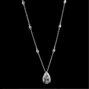 Nouveau design, collier pendentif en forme de poire avec diamant de laboratoire, chaîne de fiançailles en or blanc - Product Image 1