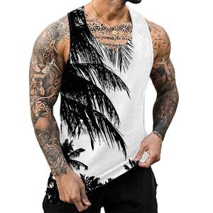 Camiseta deportiva sin mangas para hombre, 100% poliéster, sublimada, para fitness, gimnasio, entrenamiento, playa. - Product Image 1