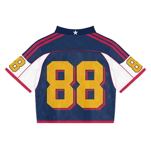 Maillot de football vintage américain sur mesure pour homme, style français, en maille tricotée oversize, col en V, coupe courte et carrée - Product Image 2