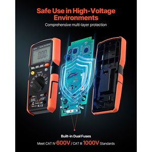 Multimetro Digitale 6000 Conti con Auto-Range TRMS, Voltmetro e Amperometro DC/AC, Tester di Tensione AC Max 600V, Tester di Resistenza e Capacità - Product Image 5