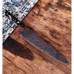 มีดเชฟเหล็กกล้าคาร์บอนขนาด 13 นิ้ว ทำมือโดย Ahmad Fabric พร้อมปลอกหนัง ด้ามจับสวยงาม ปรับแต่งได้ตามต้องการ - Product Image 3