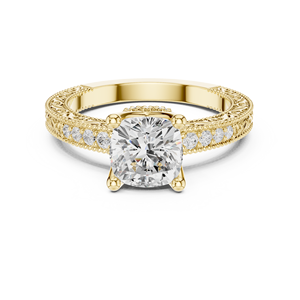 Anillo de Compromiso Clásico de Oro Amarillo de 14K con Corte Cojín de 2 Quilates y Diamantes Cultivados en Laboratorio con Certificación IGI, Regalos de Aniversario y Boda - Product Image 1