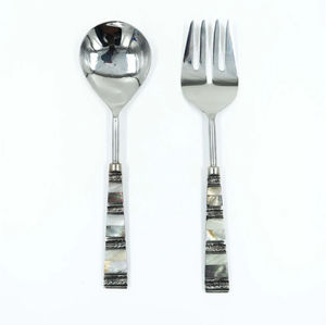 Élégante cuillère à spaghetti en acier inoxydable avec manche incrusté de nacre, pour la maison et la restauration, prix abordable - Product Image 4