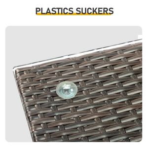 Tavolo da Esterno per Patio da 20 Pollici per Tutte le Stagioni con Estremità Quadrata in Vimini e Piano in Vetro per Cortile e Terrazza - Product Image 5