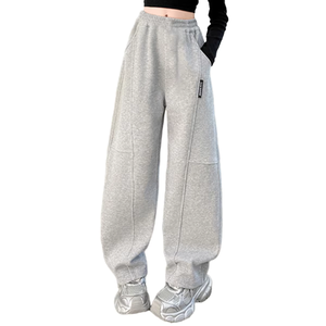 Pantalons de survêtement unisexes de qualité supérieure pour garçons et filles, séchage rapide, tricotés en polyester/coton, ODM, noirs à lacets - Product Image 3