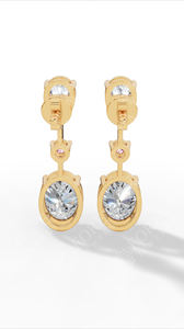 Pendientes de doble dije refinados con combinación de piedras de corte redondo y ovalado en rosa pera, oro de 14K, proveedor de joyería fina de lujo - Product Image 6
